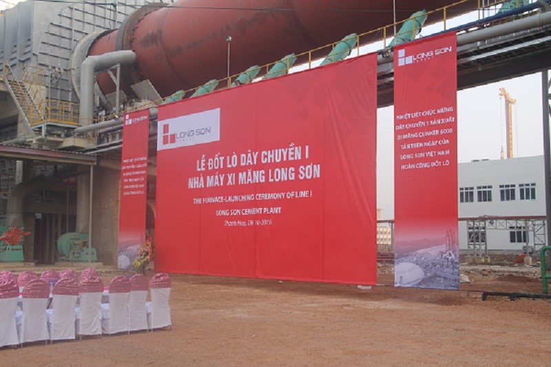 Ceremony of cement production line furnace no. 1 of Long Son Cement