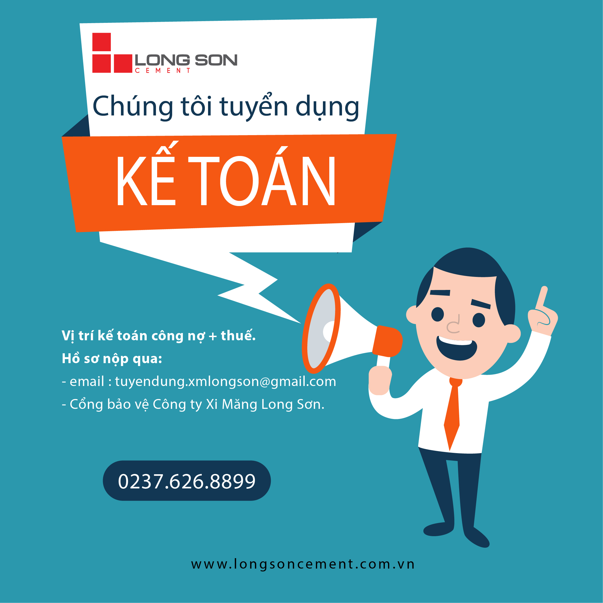 Xi Măng Long Sơn- Tuyển dụng kế toán công nợ + thuế